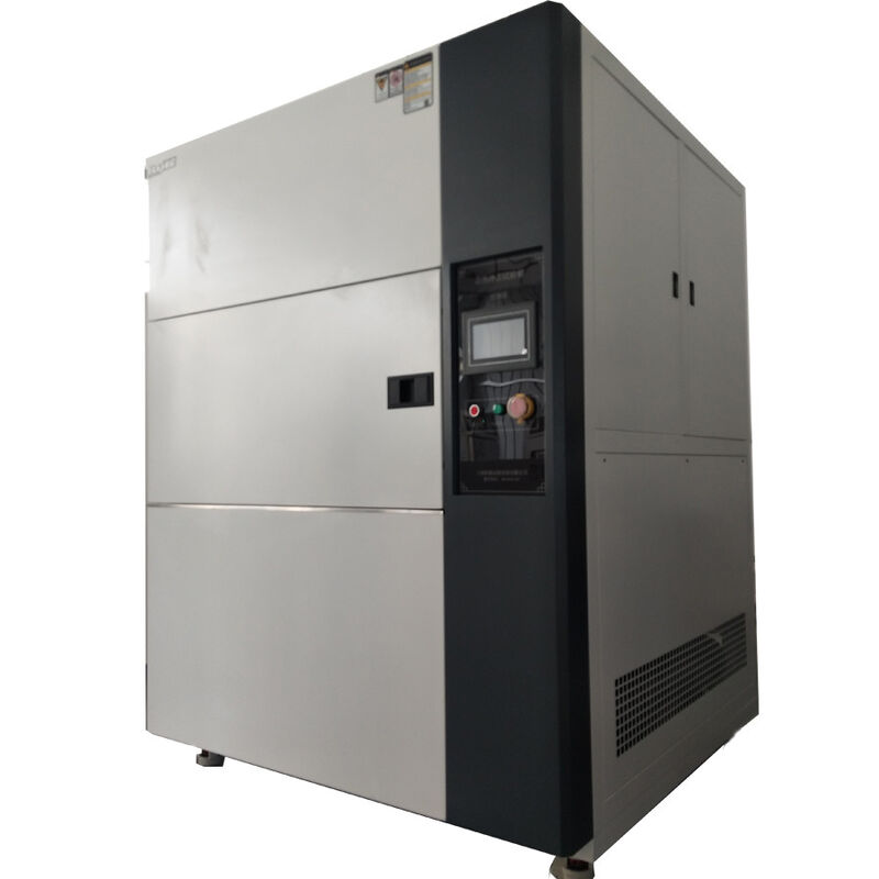 Aanpasbare en hoogwaardige thermische schoktestkamer met drie dozen, PLC-touchscreencontrole voor defensie, elektronica, farmaceutische industrie